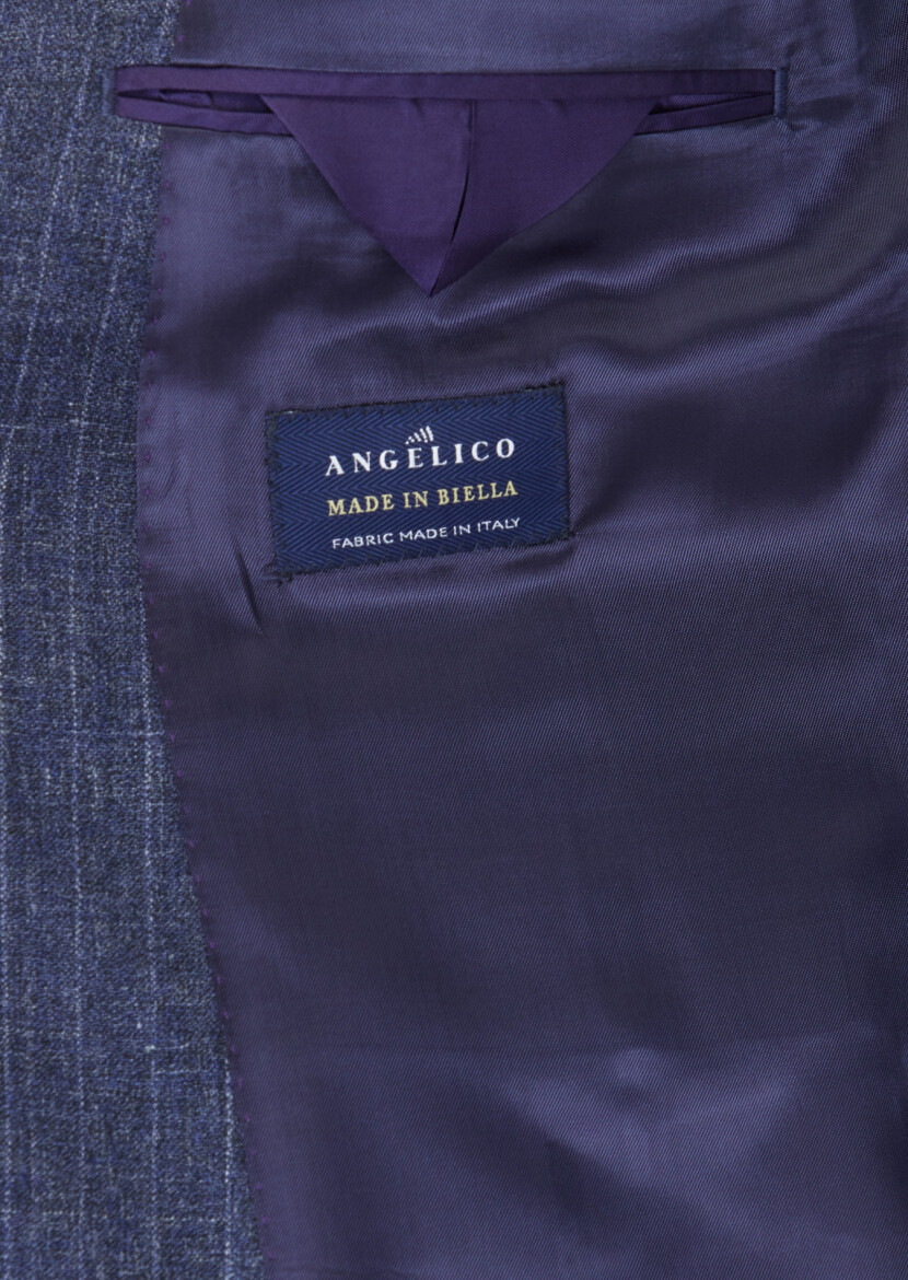 Navy Blue Striped Zeroweight Slim Fit Cotton Blended Suit - 6