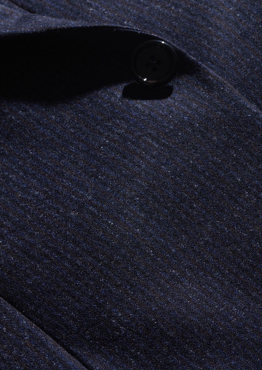 Navy Blue Striped Zeroweight Slim Fit Wool Blended Suit - 7