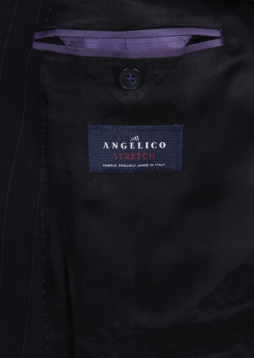 Navy Blue Striped Zeroweight Slim Fit Wool Blended Suit - 10