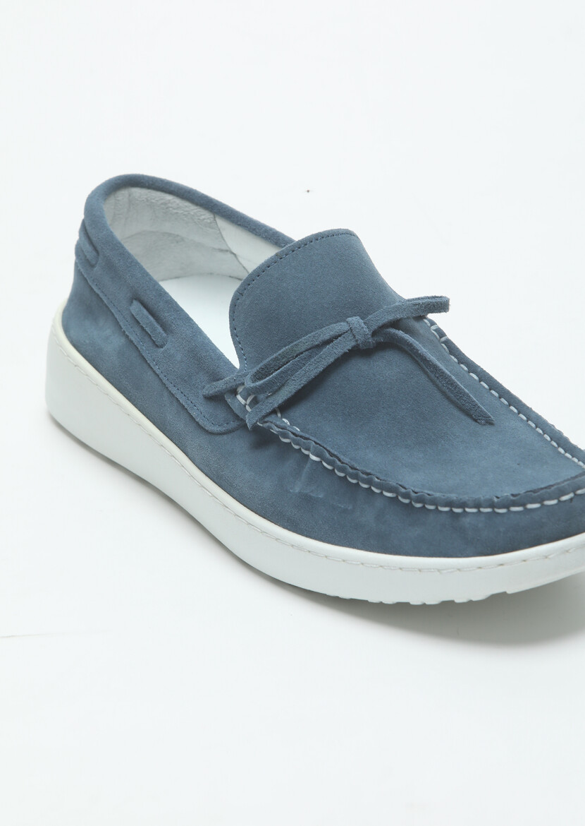 Navy Blue Suede Casual Loafer - 2