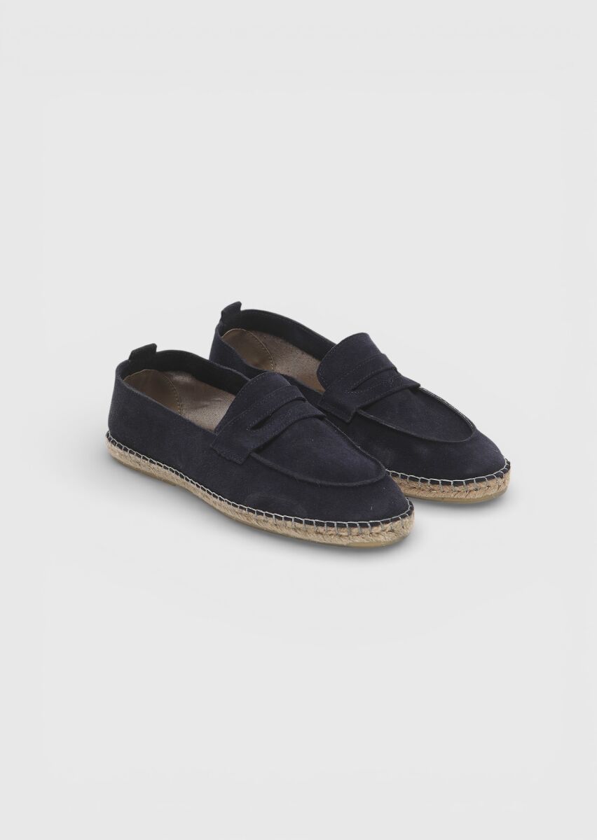 Navy Blue Suede Casual Loafer - 2