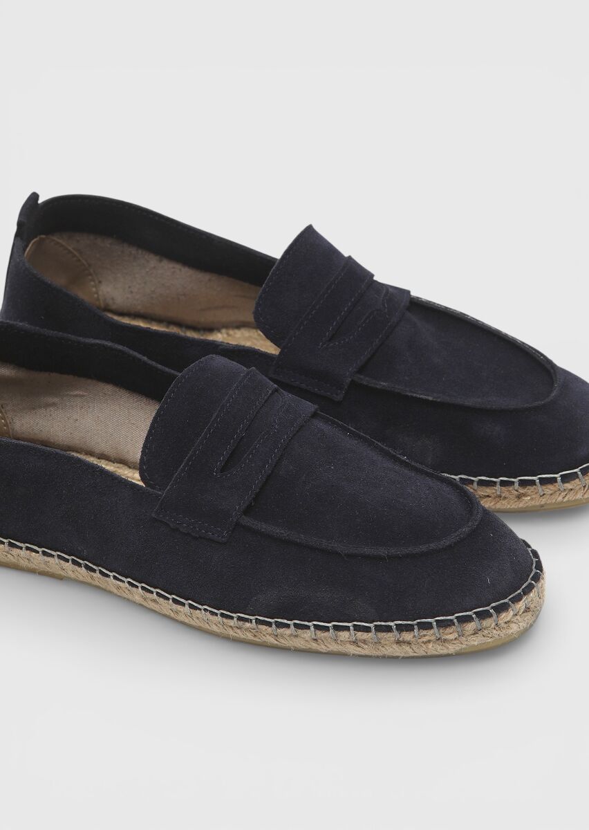 Navy Blue Suede Casual Loafer - 3