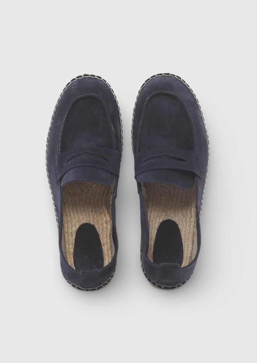Navy Blue Suede Casual Loafer - 6