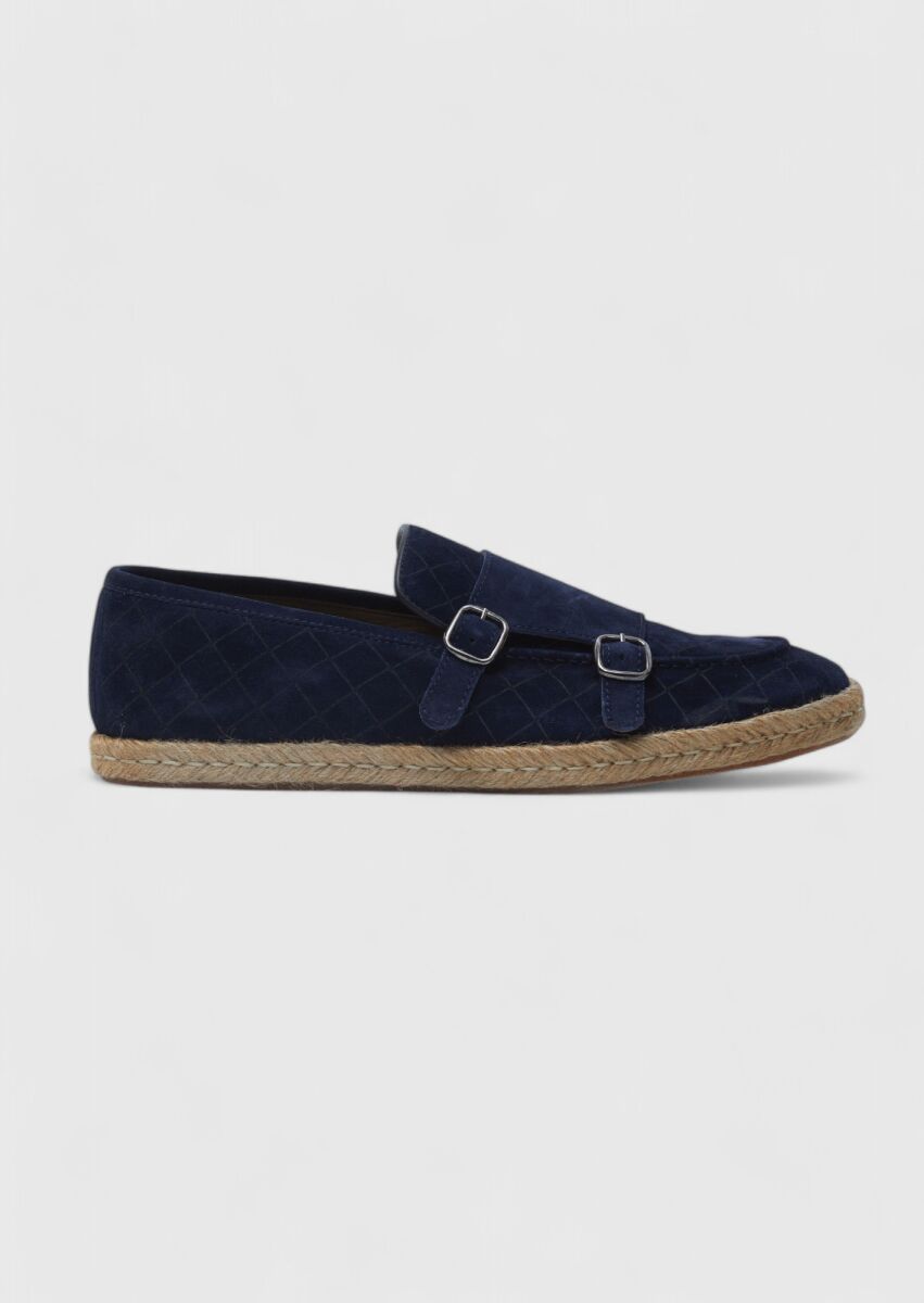 Navy Blue Suede Casual Loafer - 1