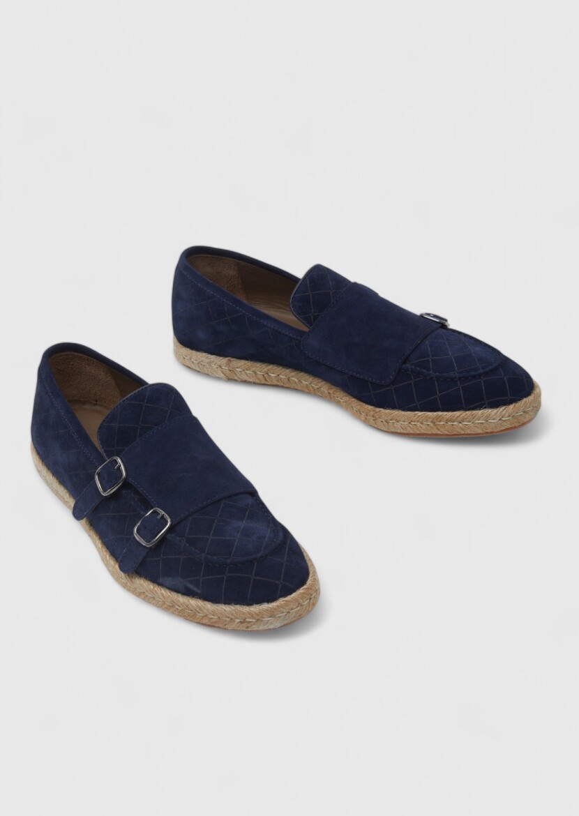 Navy Blue Suede Casual Loafer - 3
