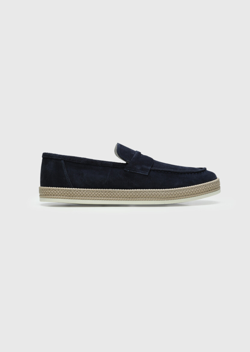 Navy Blue Suede Casual Loafer - RAMSEY