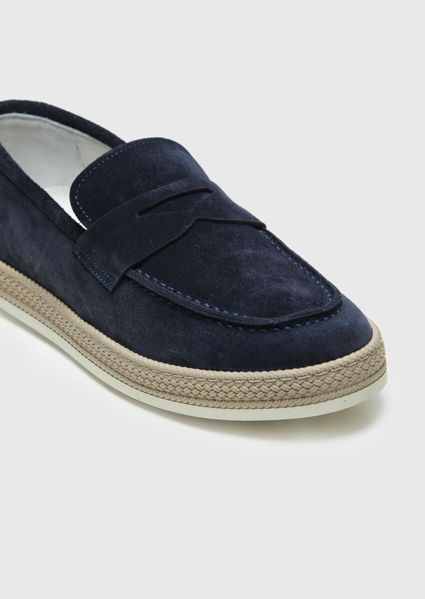Navy Blue Suede Casual Loafer - 2