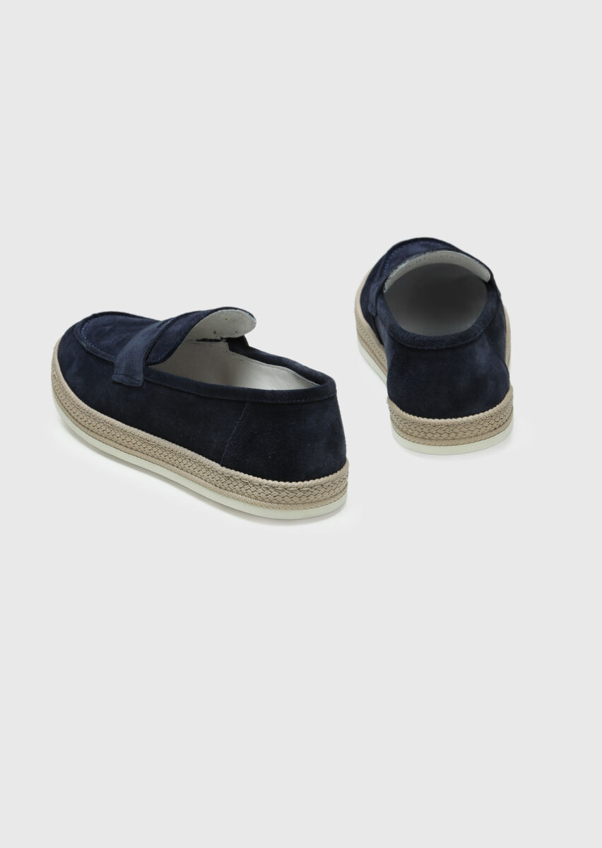 Navy Blue Suede Casual Loafer - 5