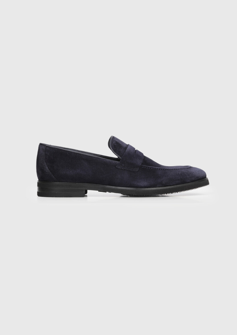 Navy Blue Suede Casual Loafer - RAMSEY