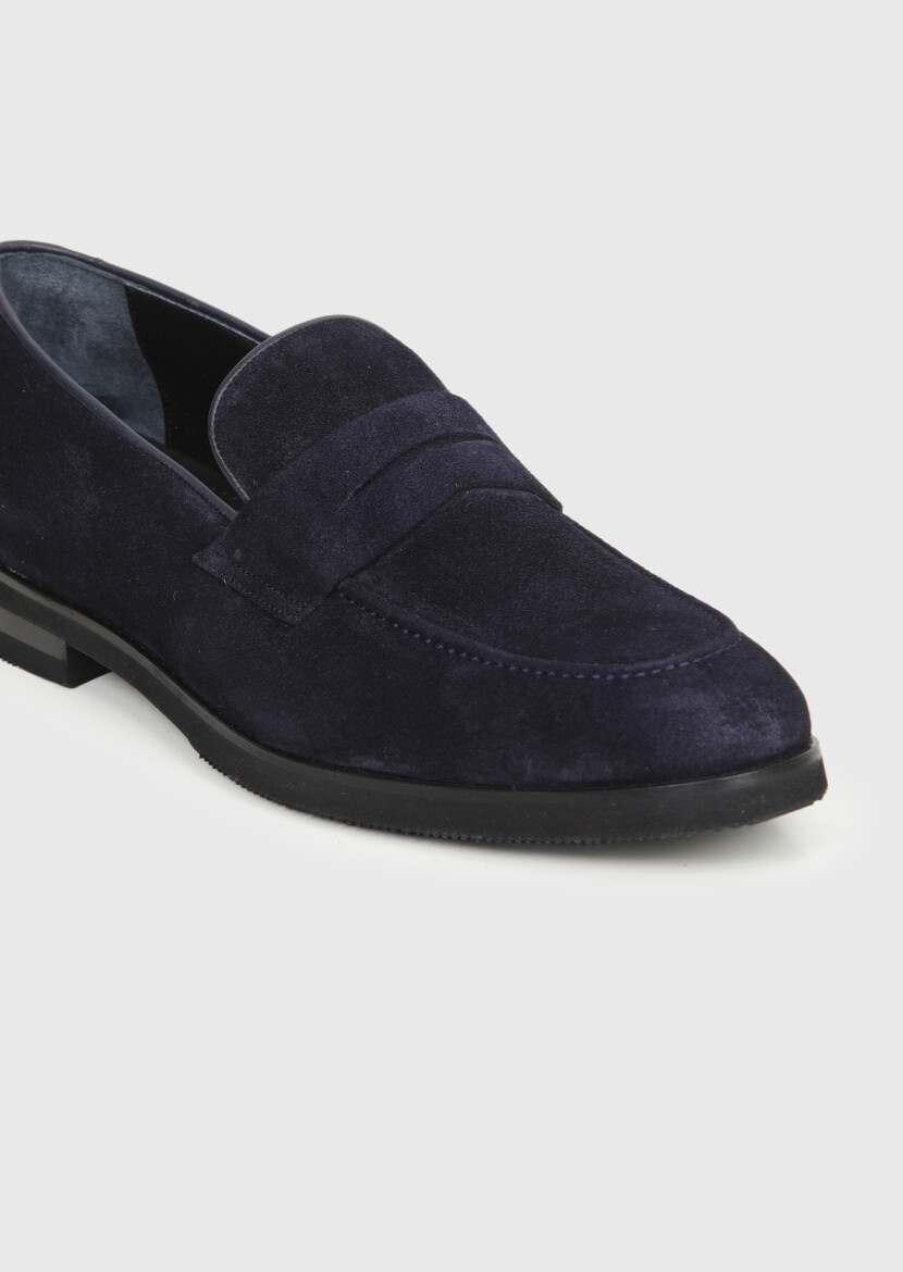 Navy Blue Suede Casual Loafer - RAMSEY