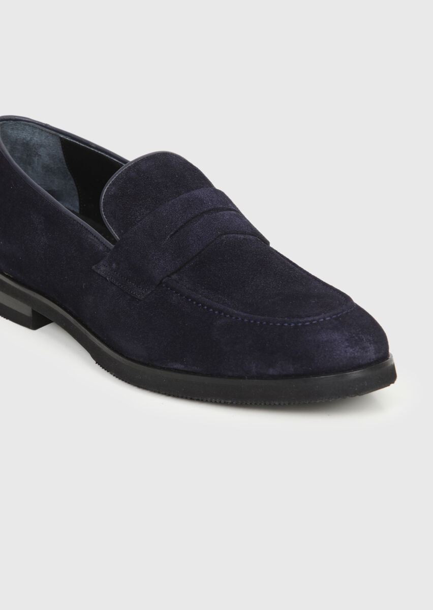 Navy Blue Suede Casual Loafer - 2