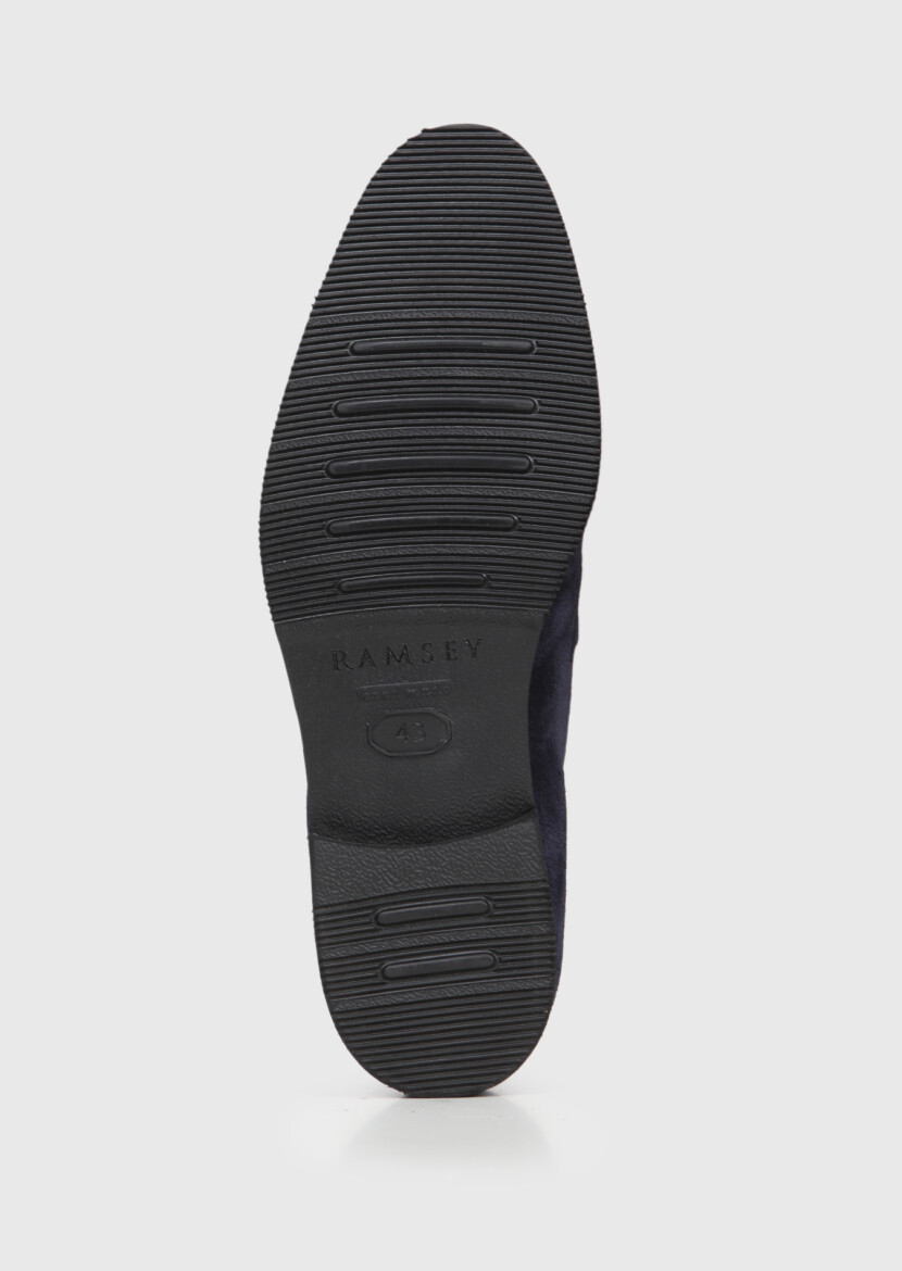 Navy Blue Suede Casual Loafer - 4