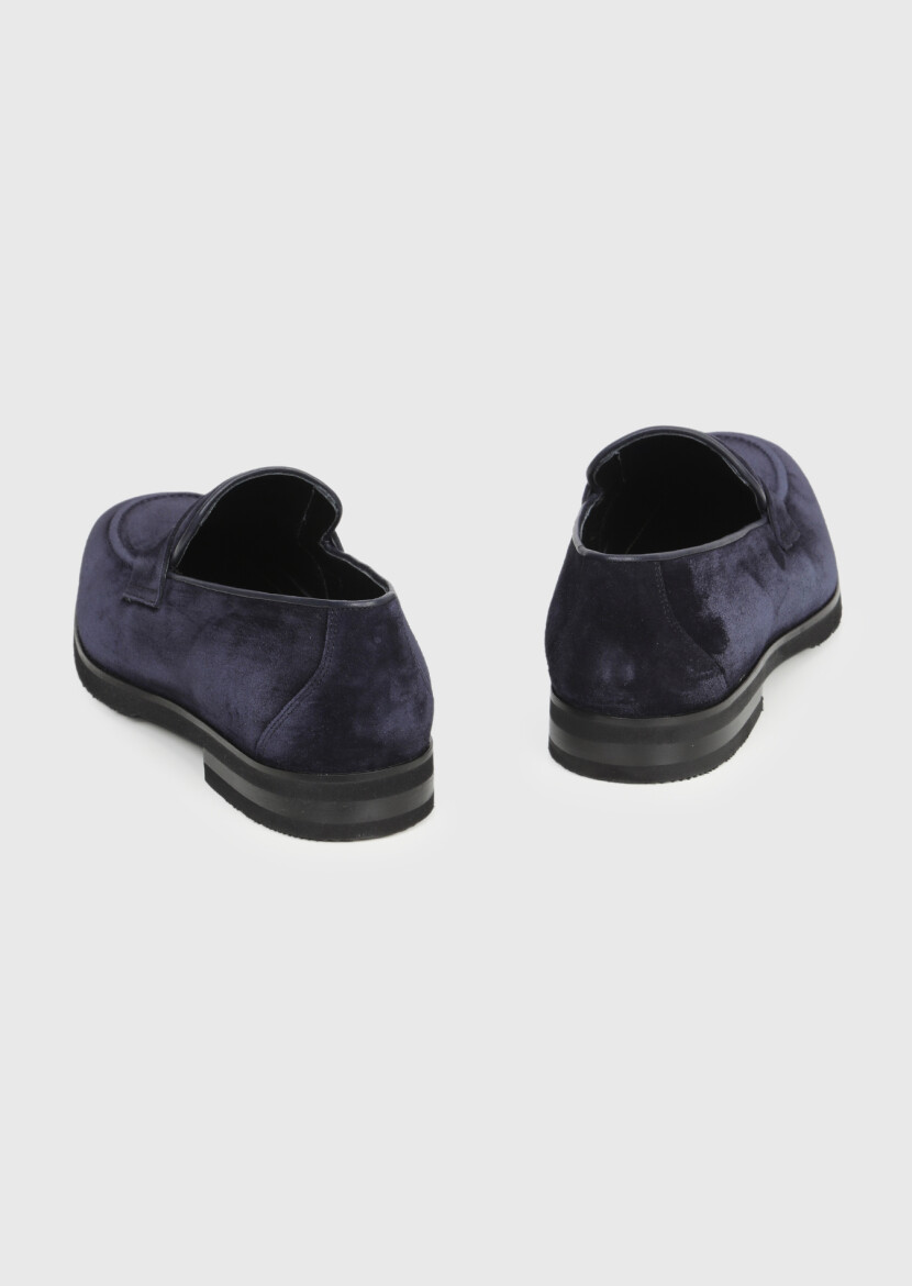 Navy Blue Suede Casual Loafer - 5