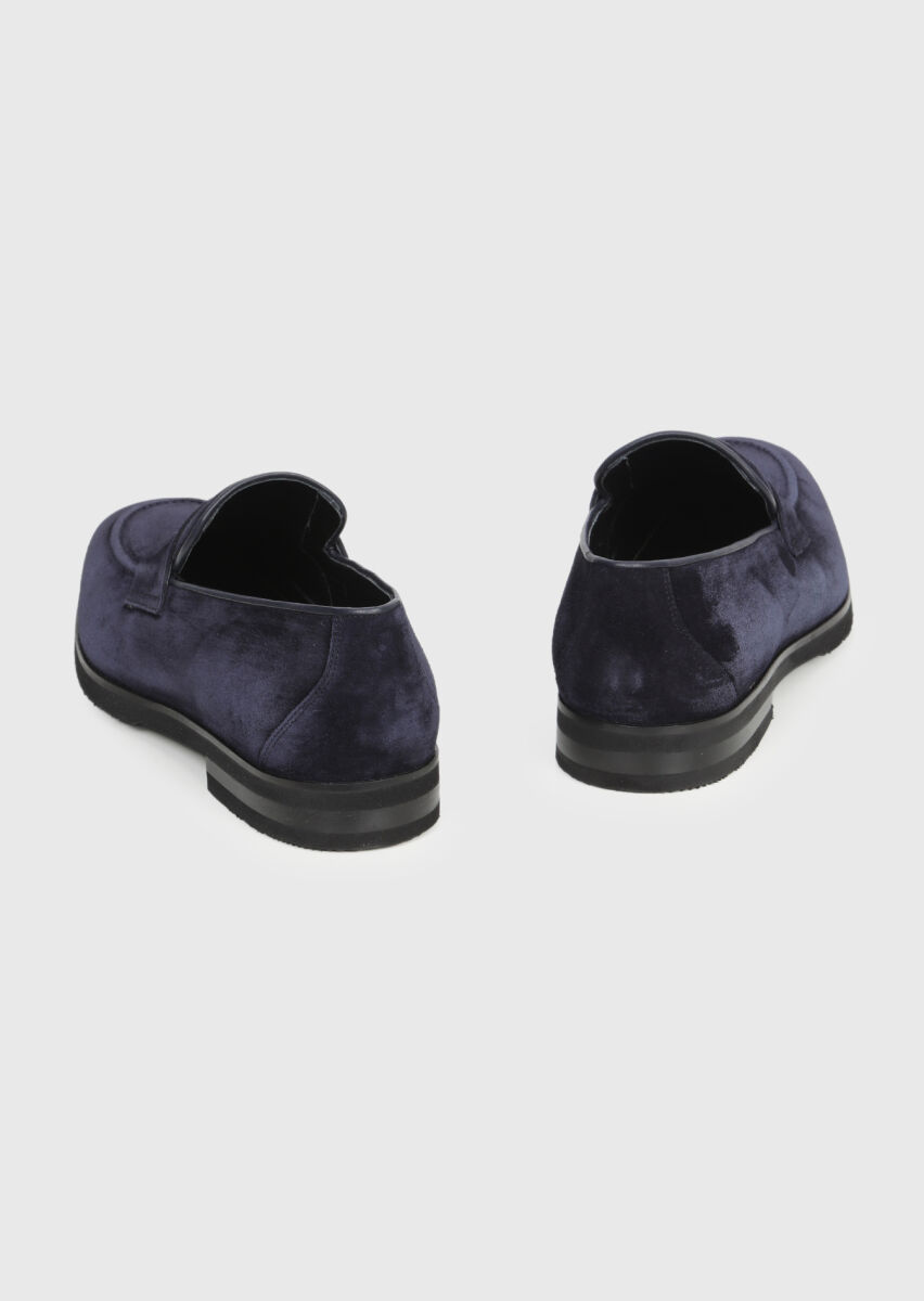 Navy Blue Suede Casual Loafer - 5
