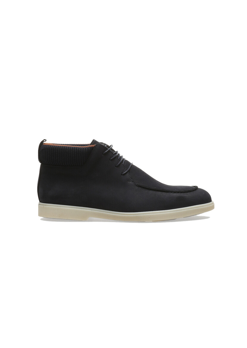 Navy Blue Suede Casual Shoes - 1
