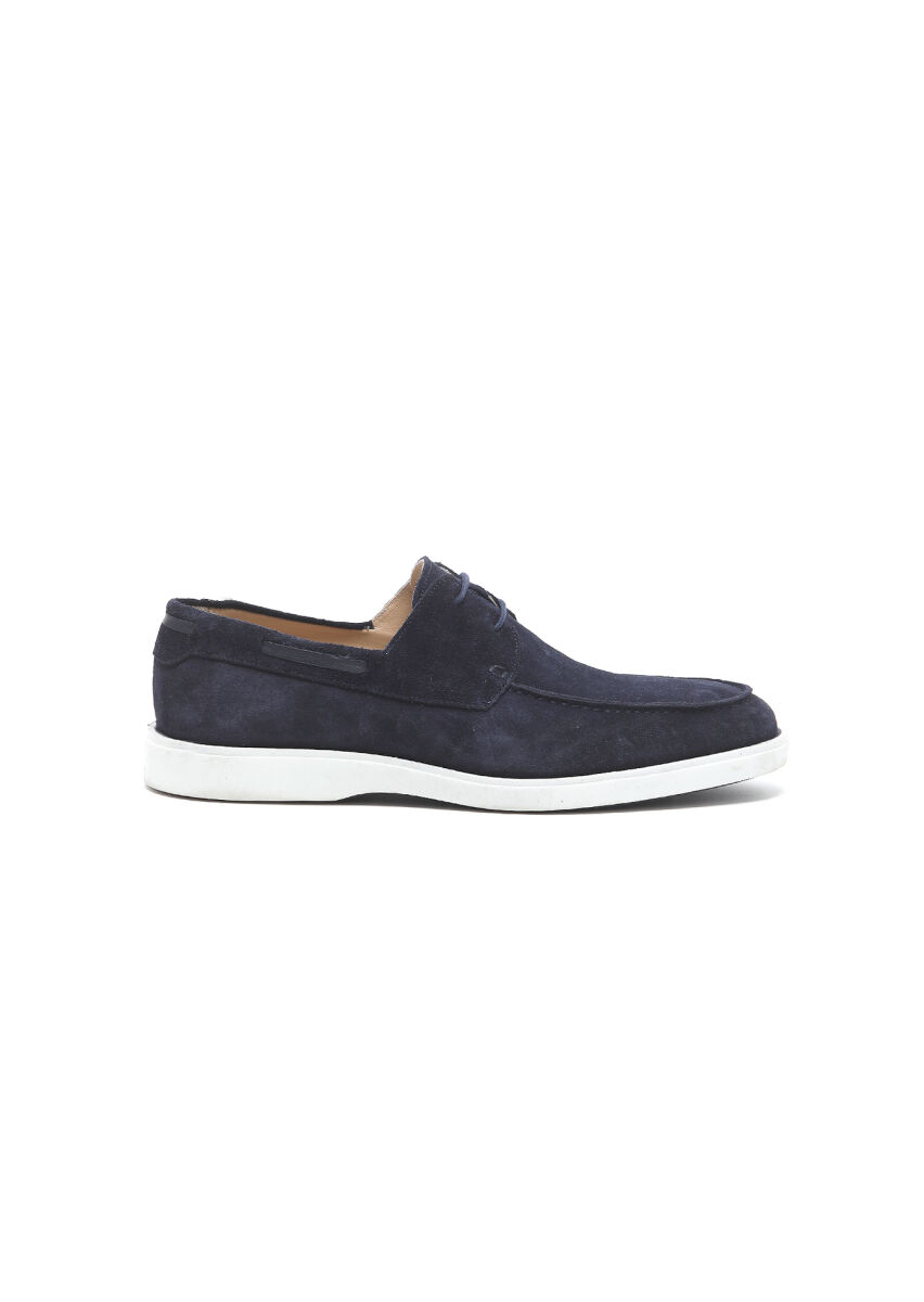 Navy Blue Suede Casual Shoes - 1