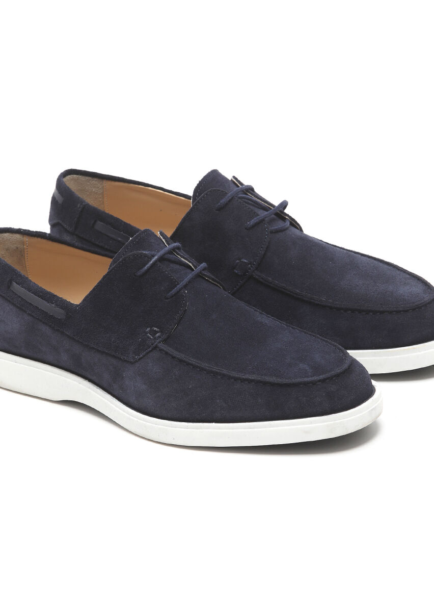 Navy Blue Suede Casual Shoes - 3