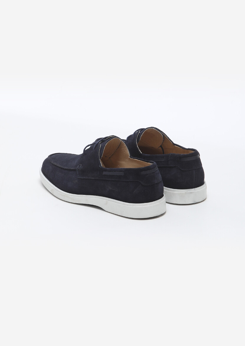 Navy Blue Suede Casual Shoes - 4