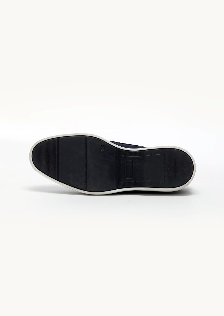 Navy Blue Suede Casual Shoes - 5