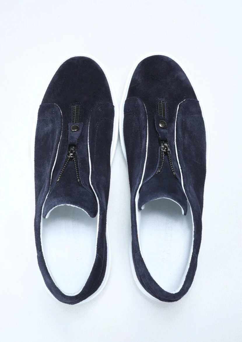 Navy Blue Suede Casual Sneaker - 5