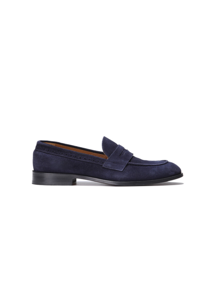 Navy Blue Suede Classical Loafer 