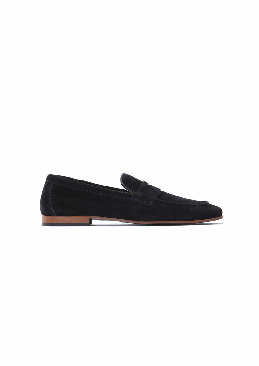 Navy Blue Suede Classical Loafer 