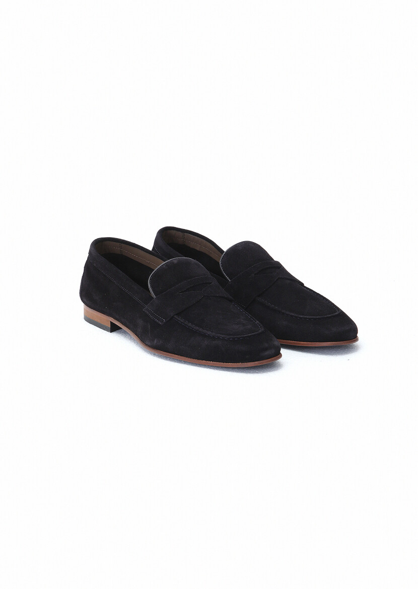 Navy Blue Suede Classical Loafer 
