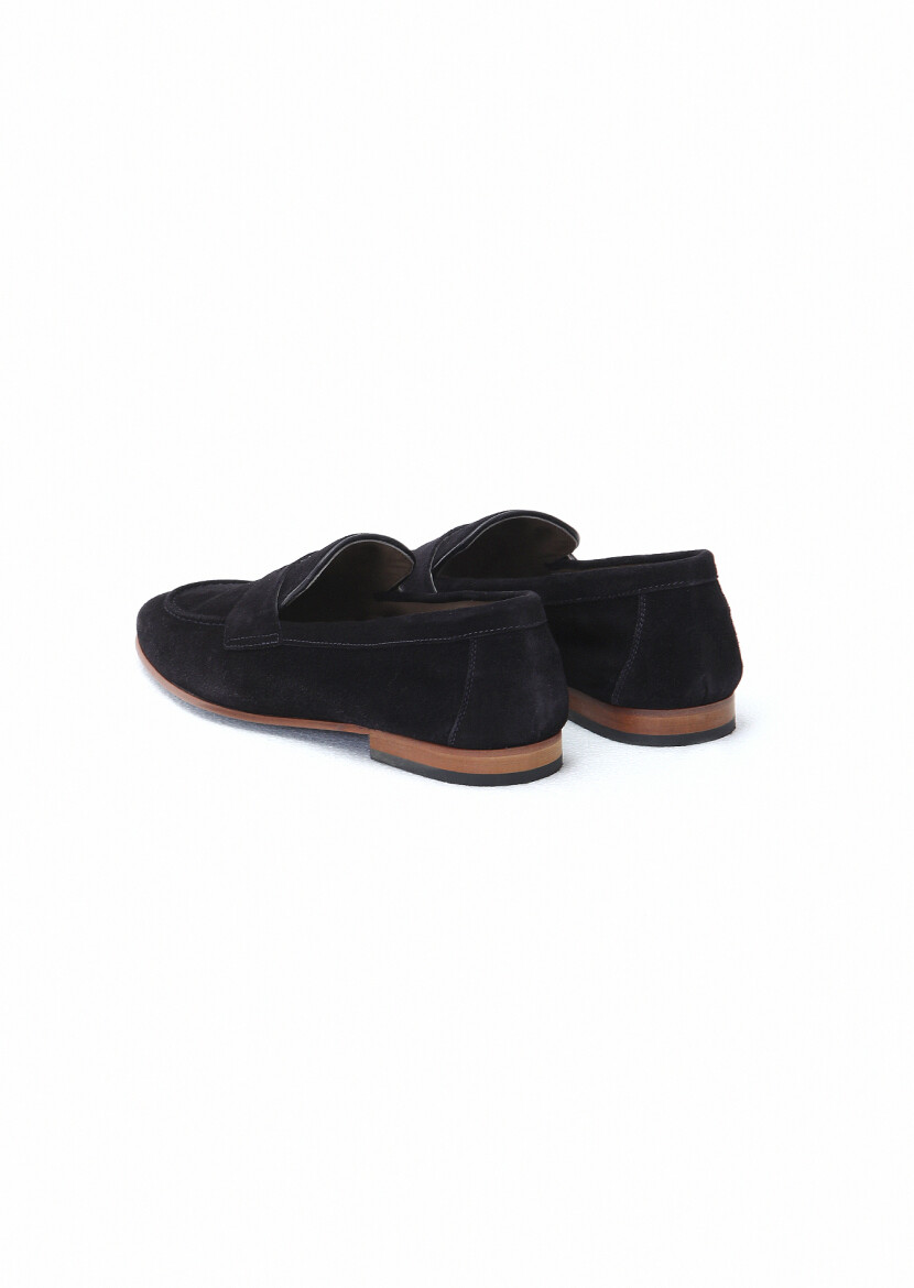 Navy Blue Suede Classical Loafer - 4