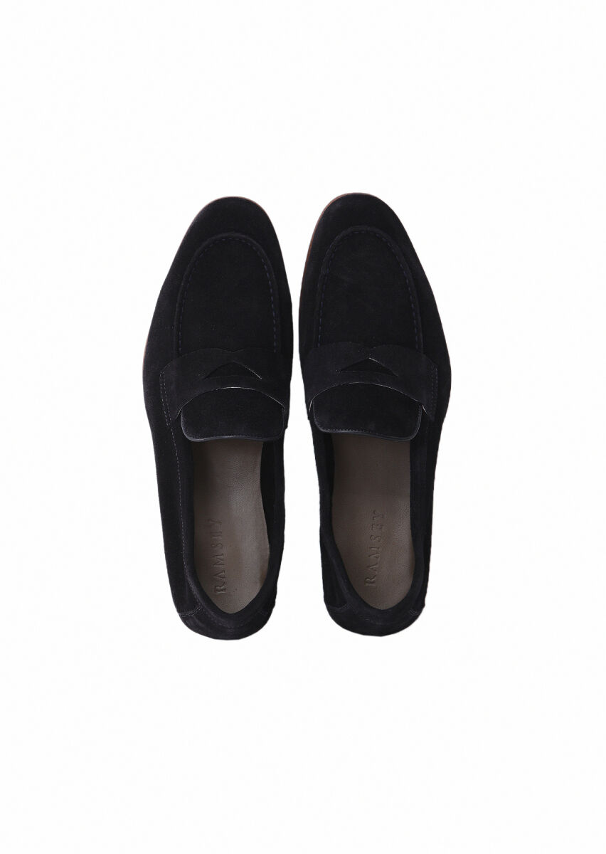 Navy Blue Suede Classical Loafer - 6