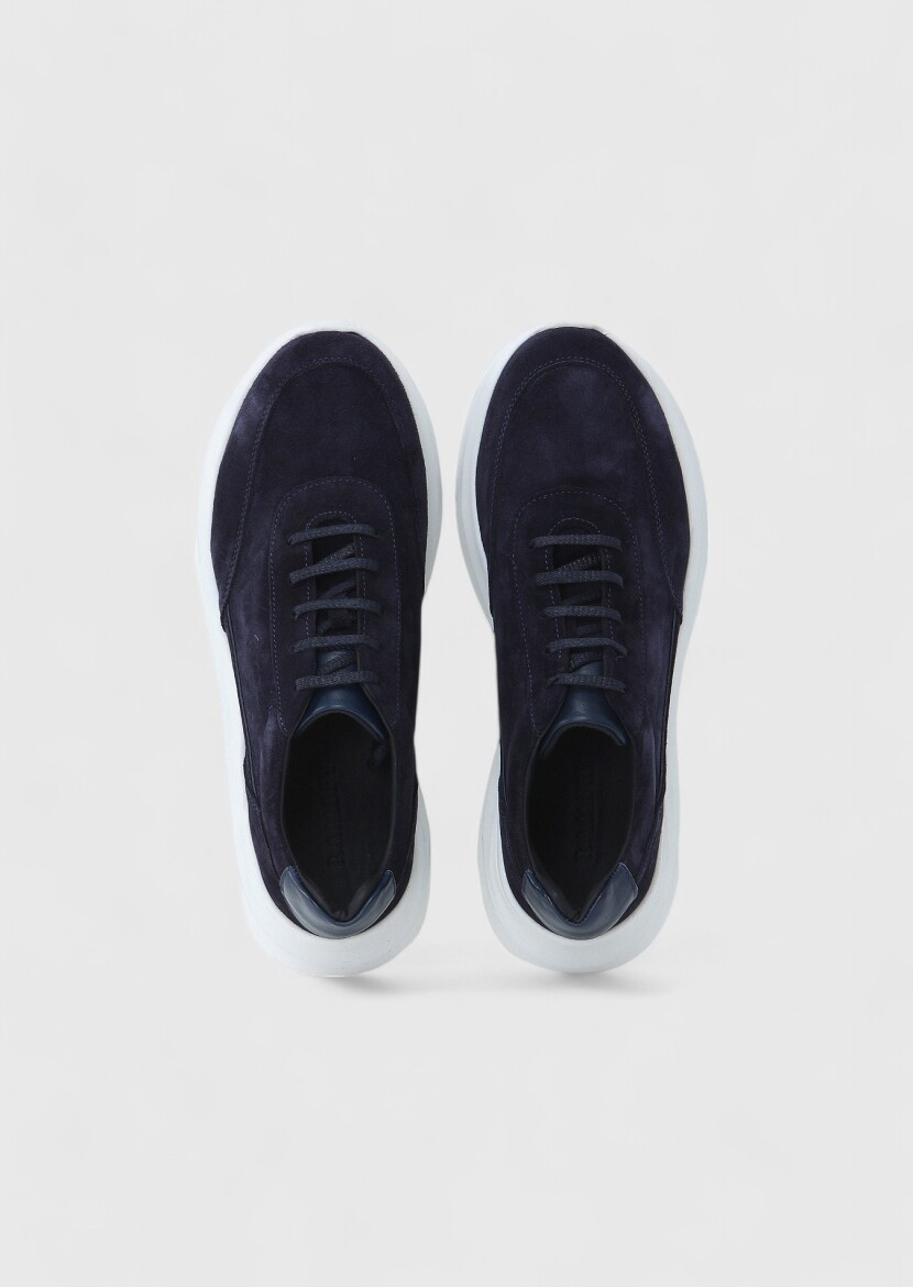 Navy Blue Suede Sneaker - 6