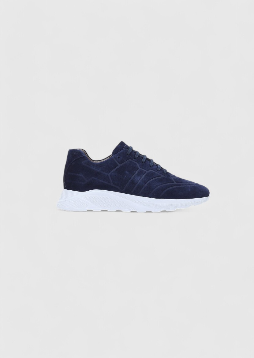 Navy Blue Suede Sneaker - 1