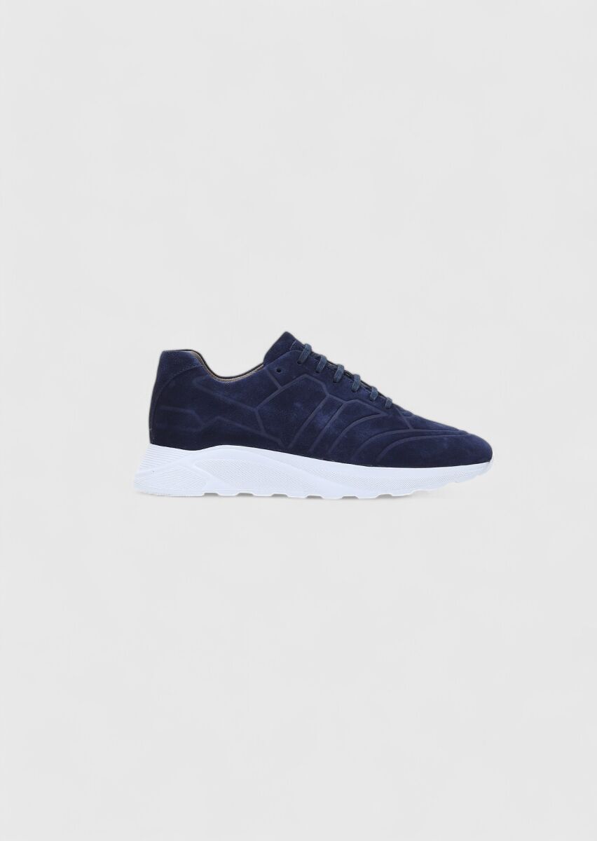 Navy Blue Suede Sneaker - 1