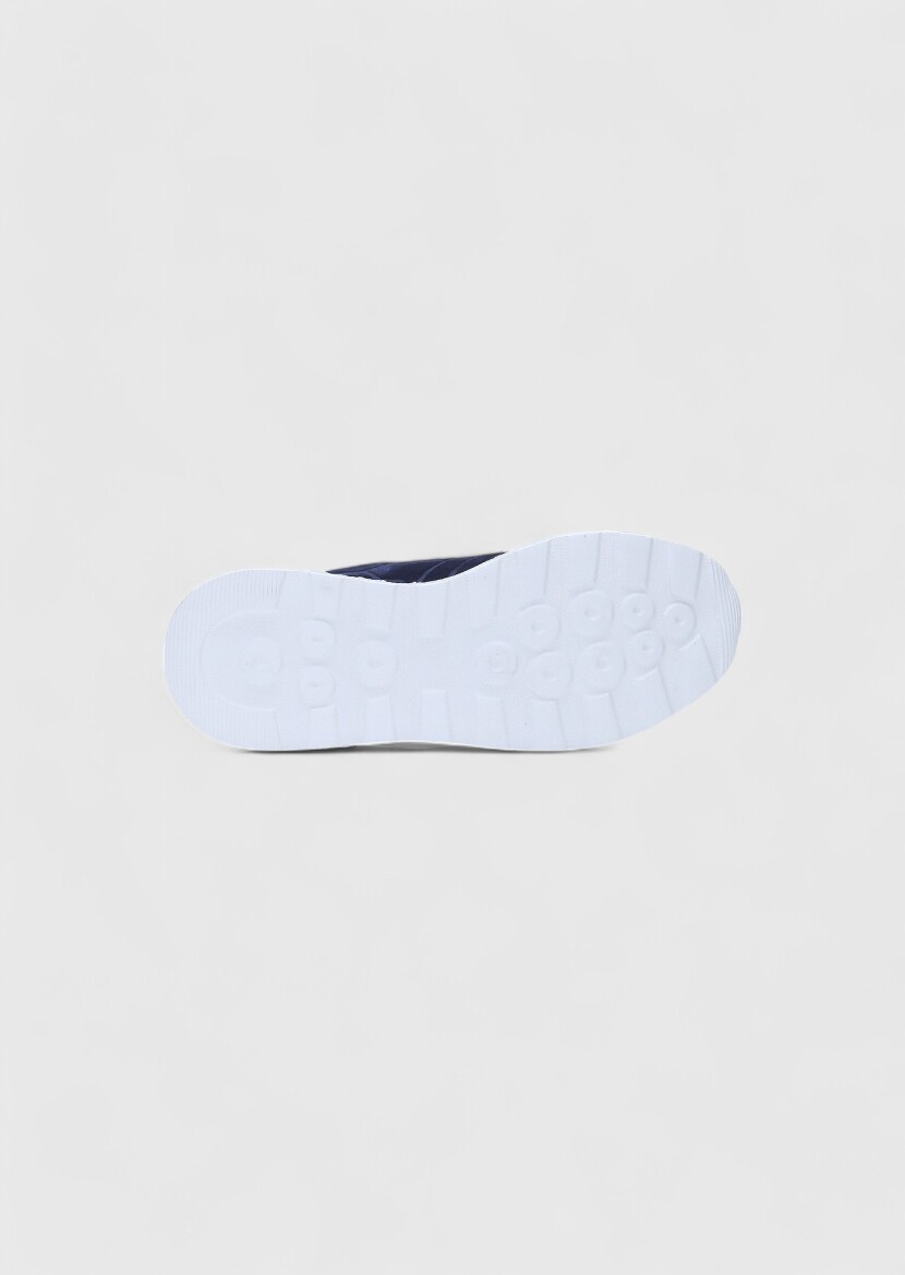 Navy Blue Suede Sneaker - 5