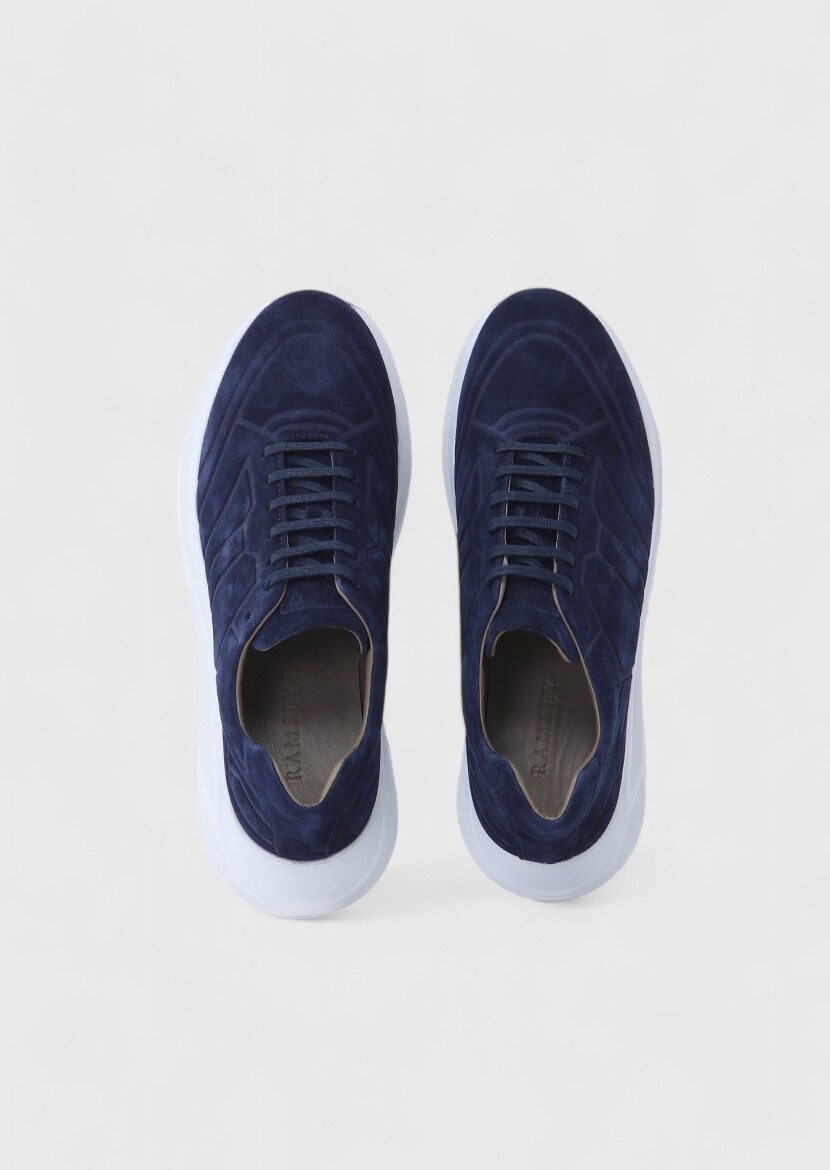 Navy Blue Suede Sneaker - 6