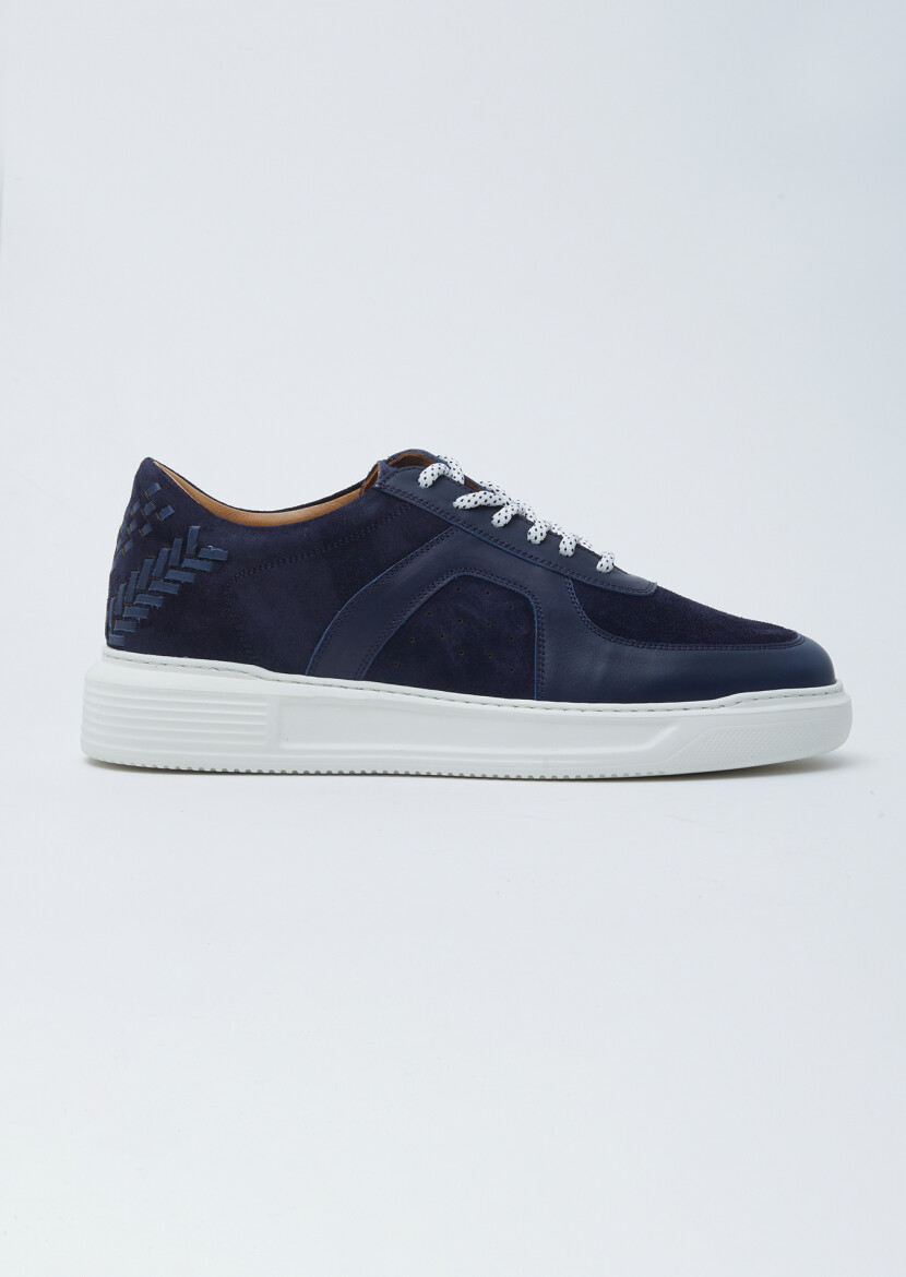 Navy Blue Suede Sneaker - 1