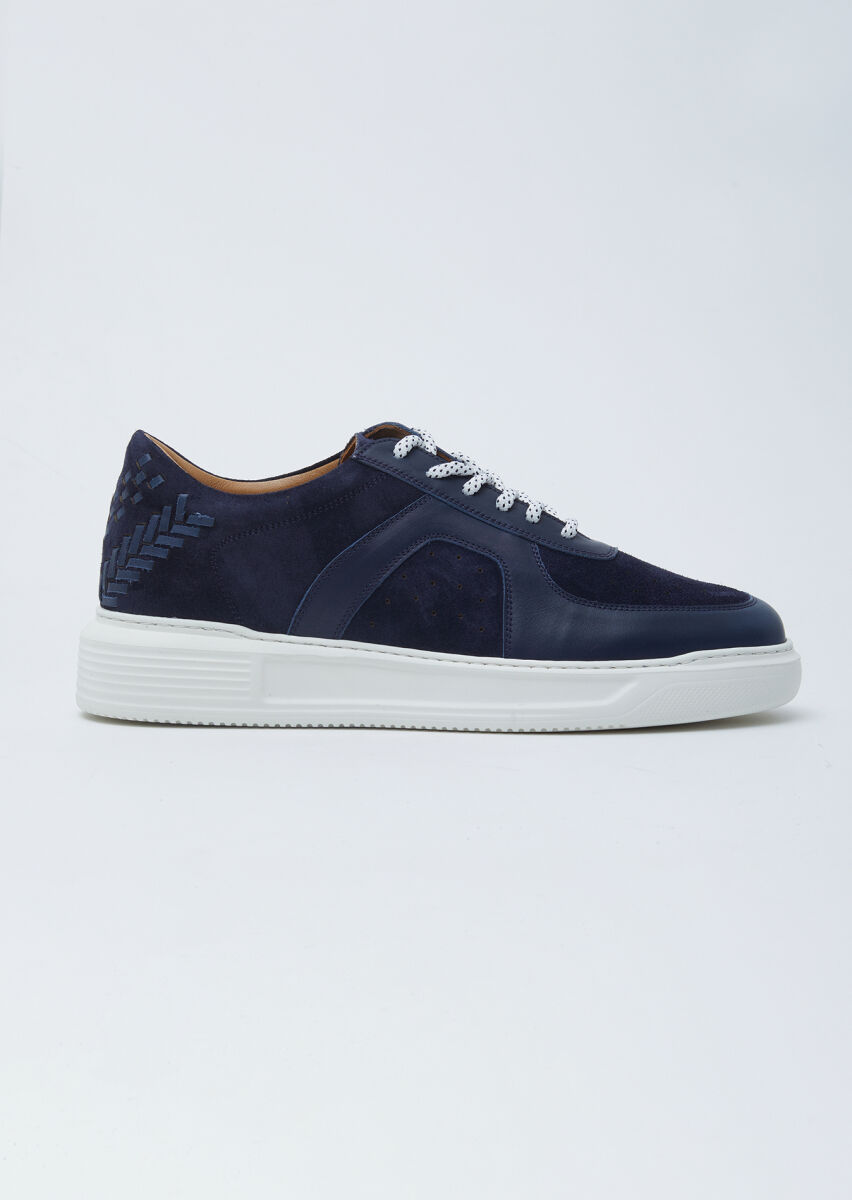 Navy Blue Suede Sneaker - 1
