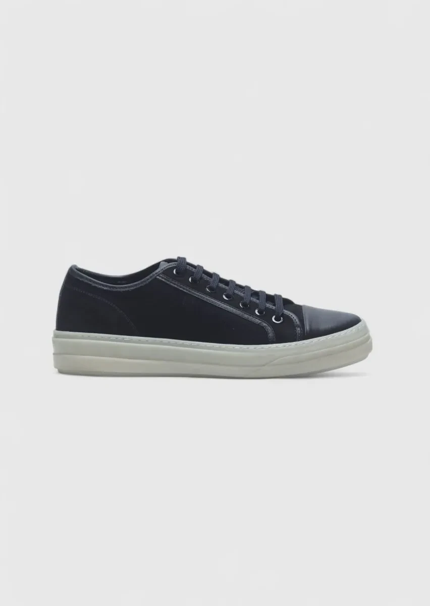 Navy Blue Suede Sneaker - 1