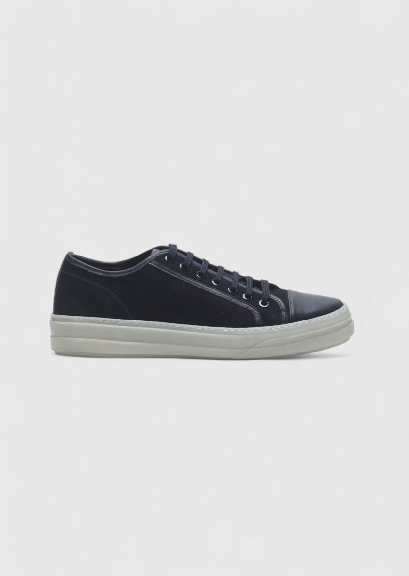 Navy Blue Suede Sneaker - 1