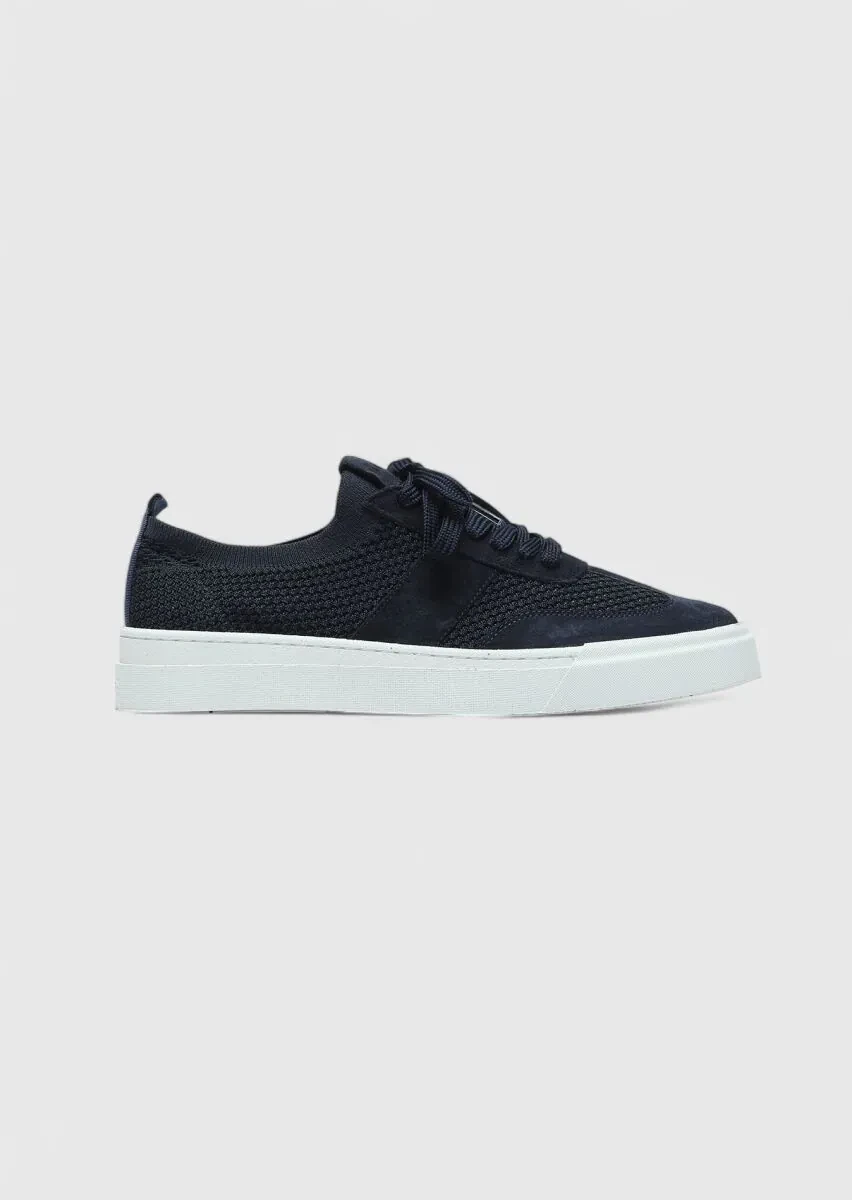 Navy Blue Suede Sneaker - 1