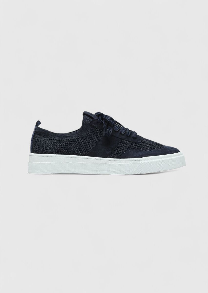 Navy Blue Suede Sneaker - 1