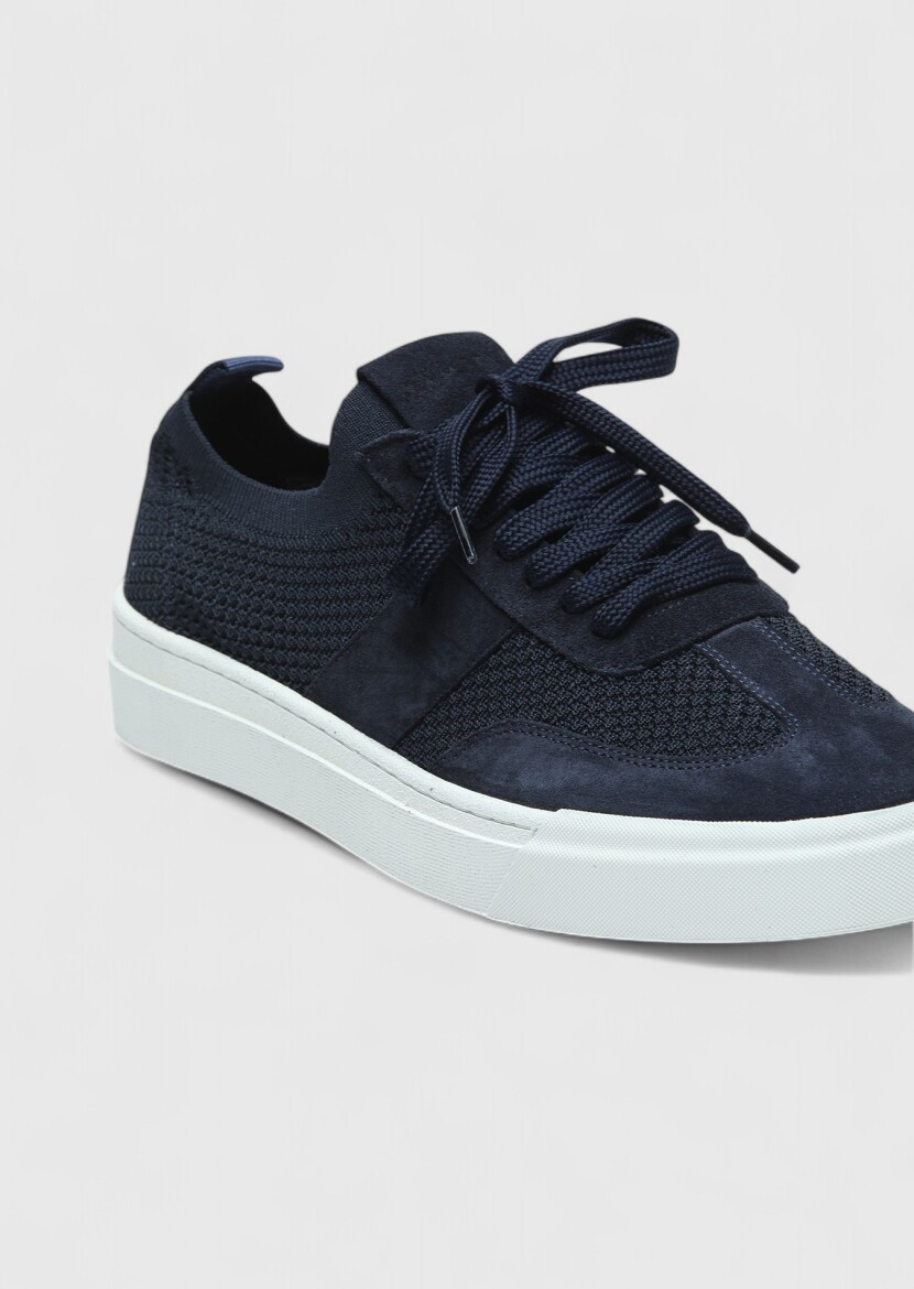 Navy Blue Suede Sneaker - RAMSEY