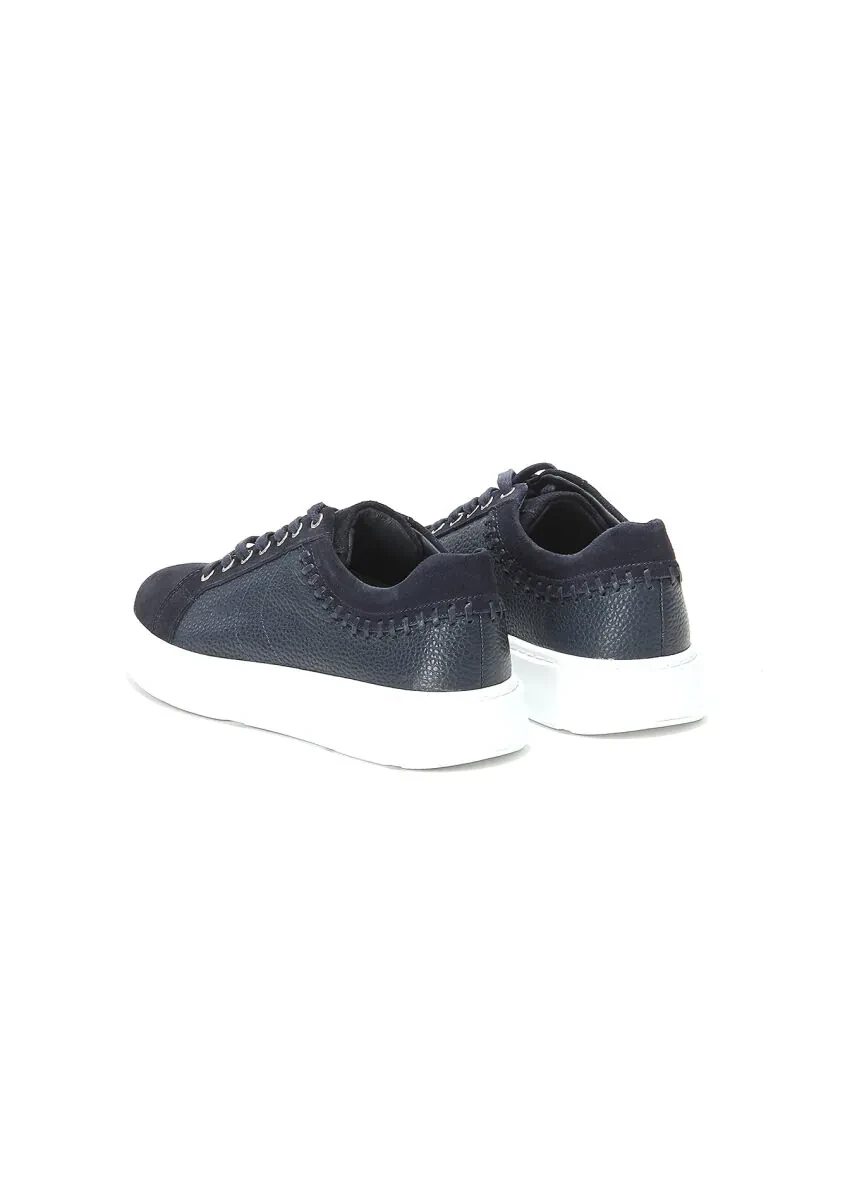 Navy Blue Suede Sport Sneaker - 4