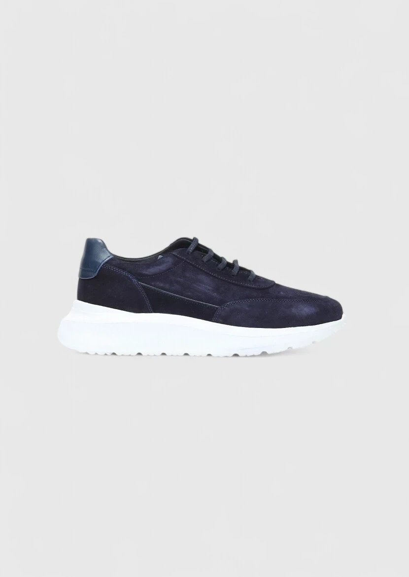 Navy Blue Suede Sport Sneaker - 1