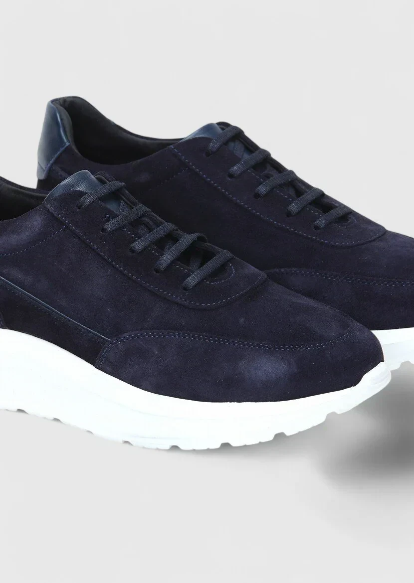Navy Blue Suede Sport Sneaker - 3