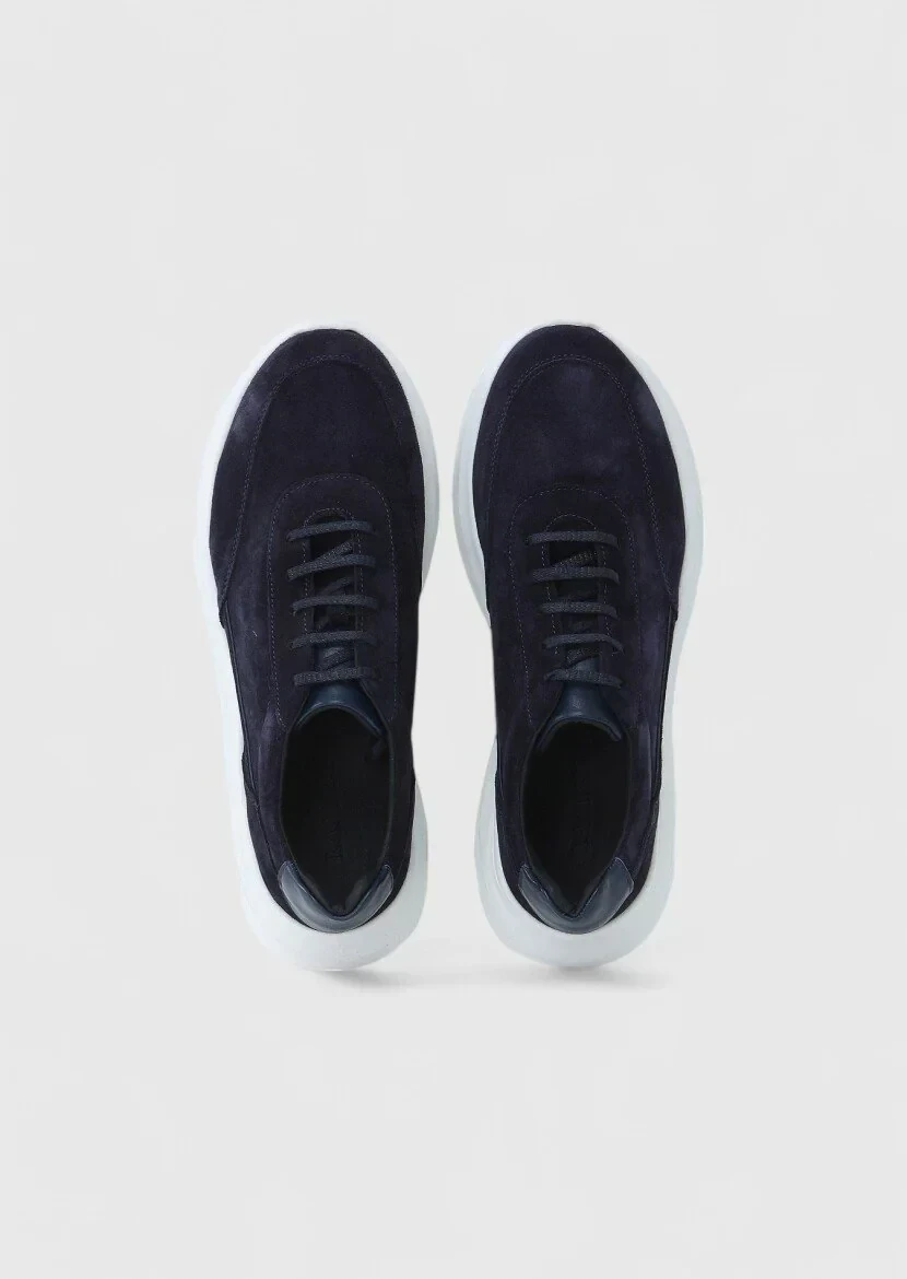 Navy Blue Suede Sport Sneaker - 6