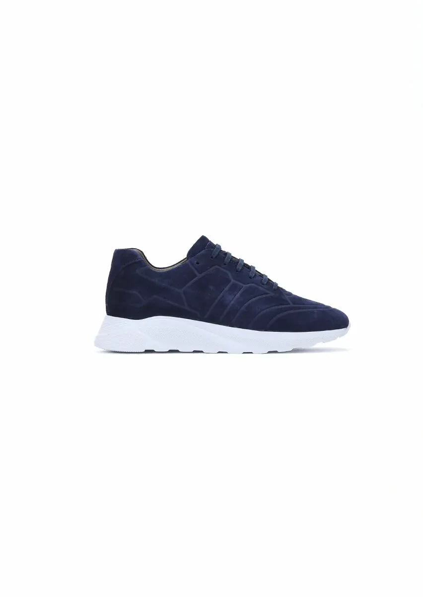 Navy Blue Suede Sport Sneaker - 1
