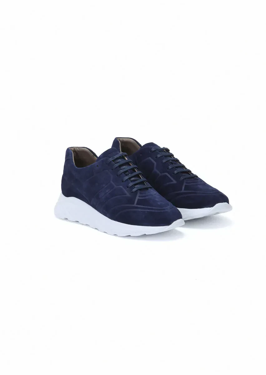 Navy Blue Suede Sport Sneaker - 2