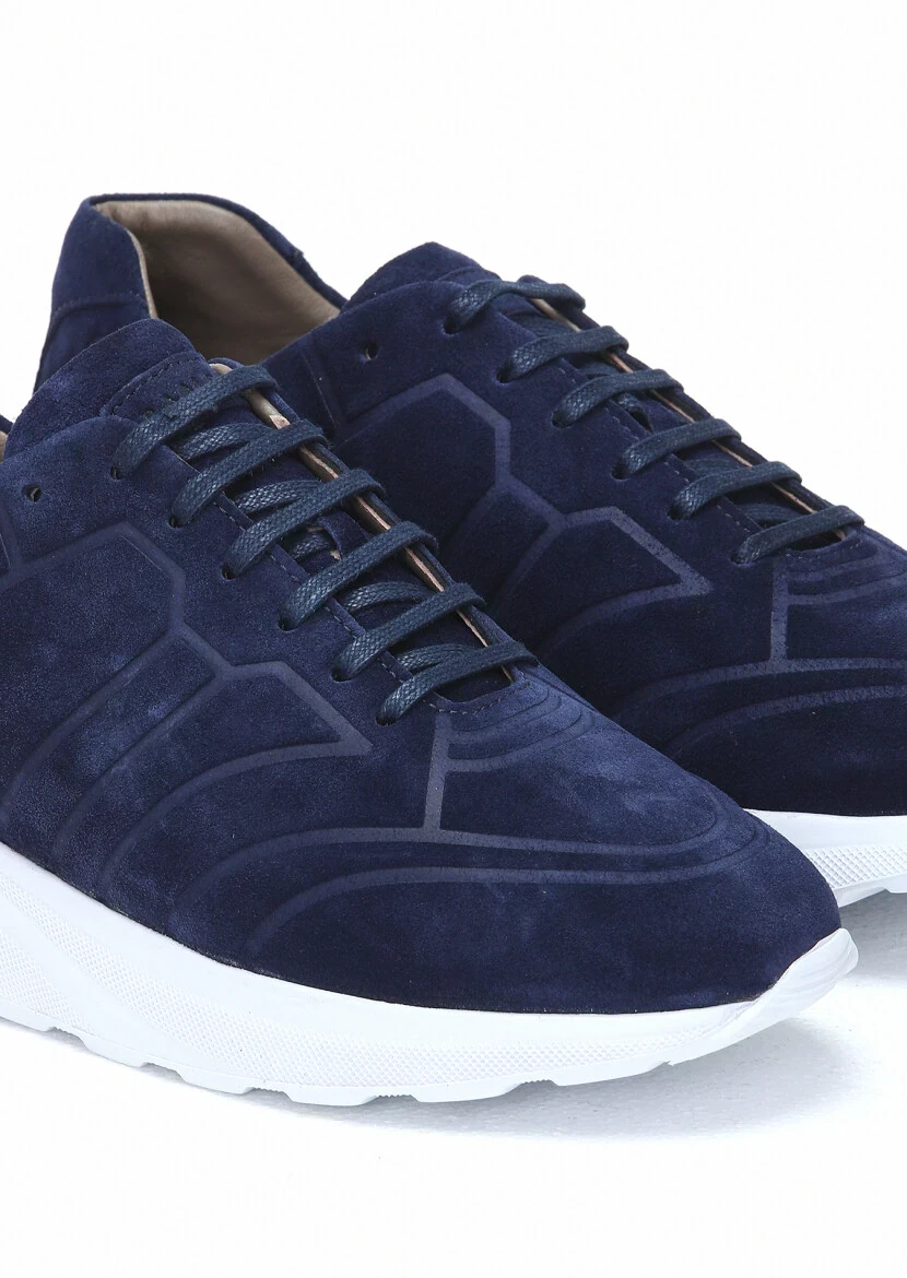 Navy Blue Suede Sport Sneaker - 3