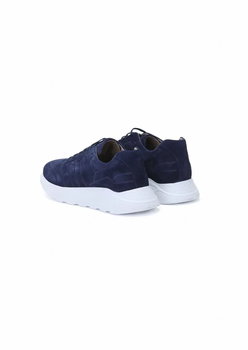Navy Blue Suede Sport Sneaker - 4