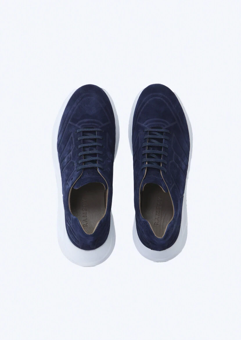 Navy Blue Suede Sport Sneaker - 6